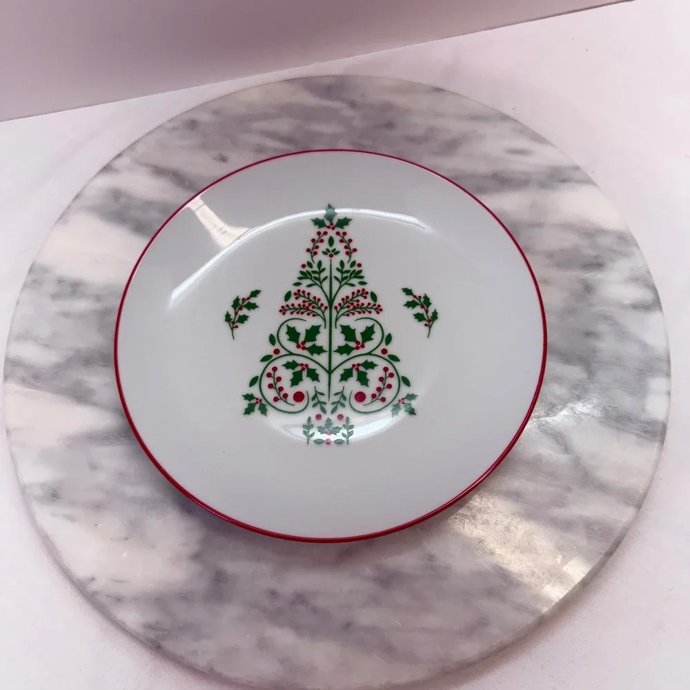 Bee & Willow Christmas Salad App Plates Set of 3 Reindeer Snowflake Tree 7 Inch